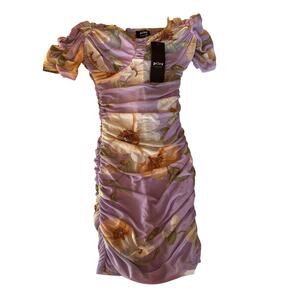 Privy XS body con floral dress, NWT purple floral